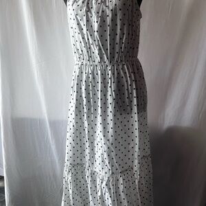 Banana Republic White and Black Polka Dot Midi Dress